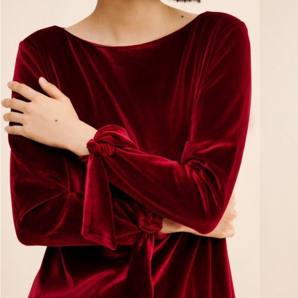 Hutch Long Sleeve Velvet Mini Dress Red Size Medium - Picture 2 of 5